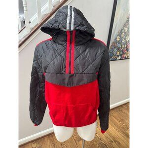 CANADA GOOSE Knit Anorak Hybridge Pullover Hoodie Jacket Red Black Size Medium